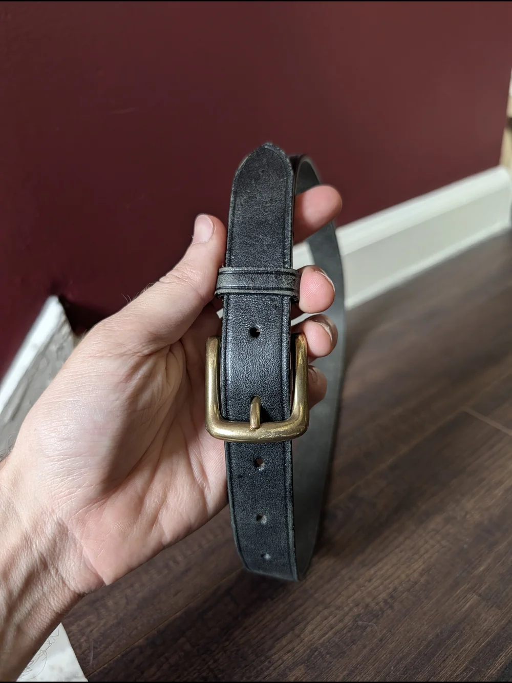 Brooks Brothers Black Leather Mens Drss Belt with Brass-Tone Buckle 30